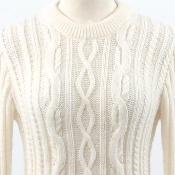 Tory Burch S Wool Fringe Cable Knit Sweater Cream - Picture 2 of 10